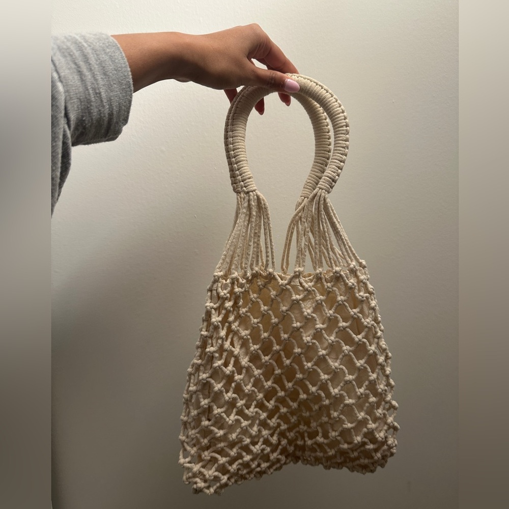Cream macrame bag